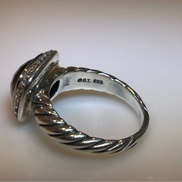 David Yurman Silver Cable Ring with Hematite and diamonds - Picture 3 of 5